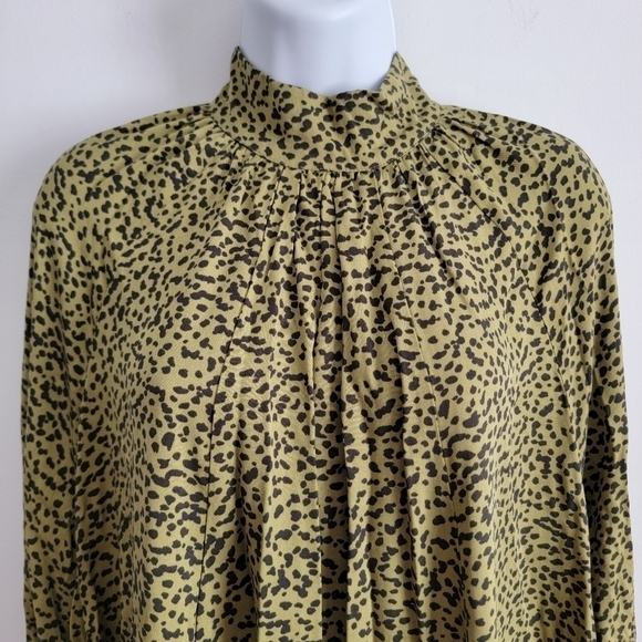 H&M khaki green leopard short draped dress Sz 6 - Picture 4 of 6